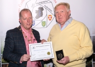 Dominic Reddin, President IPF, presenting Liam Haines with his Honourable Mention Certificate & Best Irish Entry plaque in the Photo Harmony Competition, 21st October, 2018.
