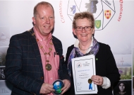 Dominic Reddin, President IPF, presenting Margaret Finlay with her AIPF certificate, 21st October, 2018.