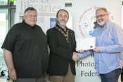 IPF President Michael O'Sullivan presenting 1st Place Monochrome Club Award to Catchlight Camera Club accepted by Ross McKelvey and Colin Ross