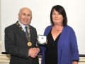 Sheamus O'Donoghue presenting Helen McQuillan with her Silver medal as winner of the Intermediate Section