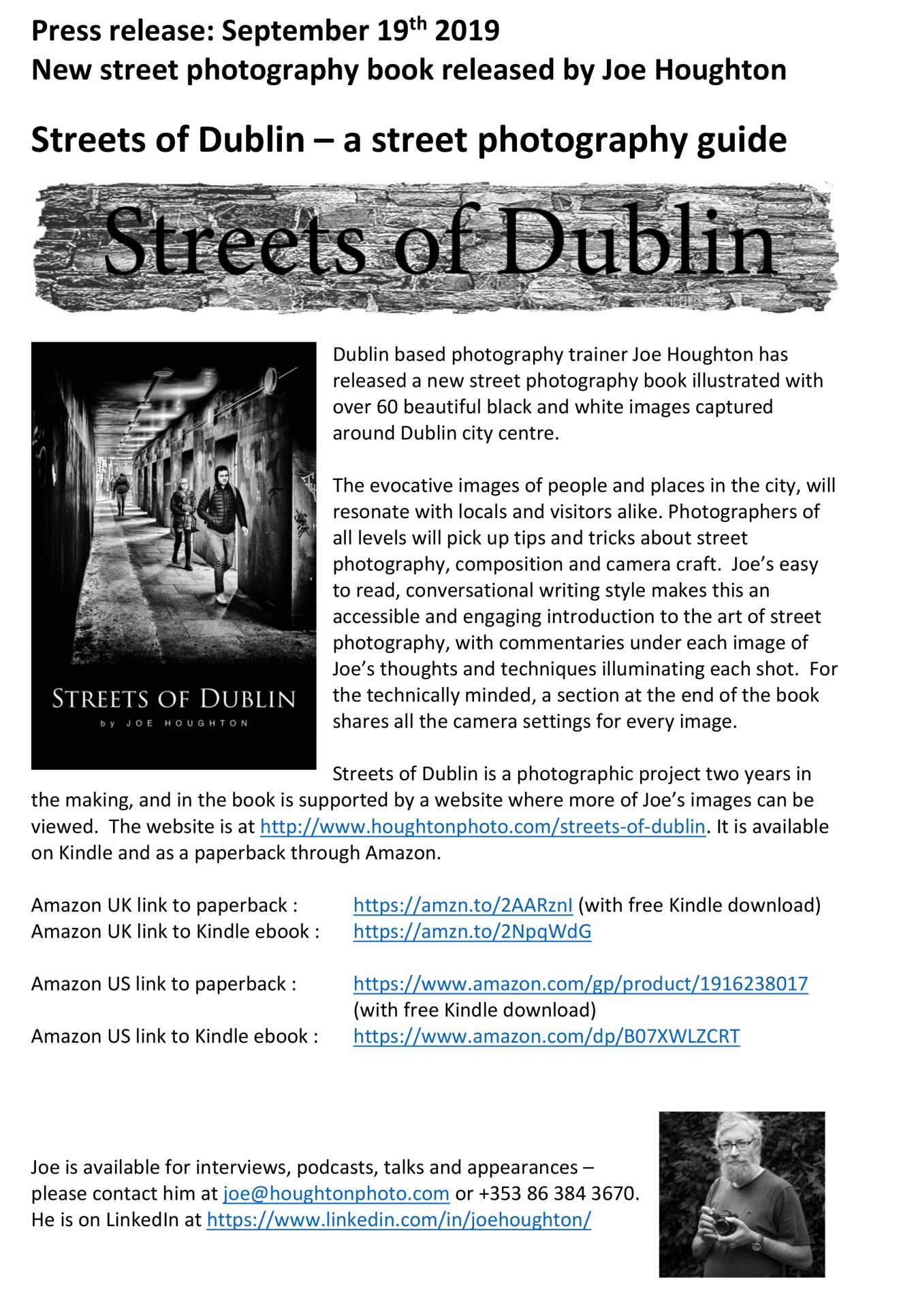 Microsoft Word - Press release for Streets of Dublin - Sept 2019