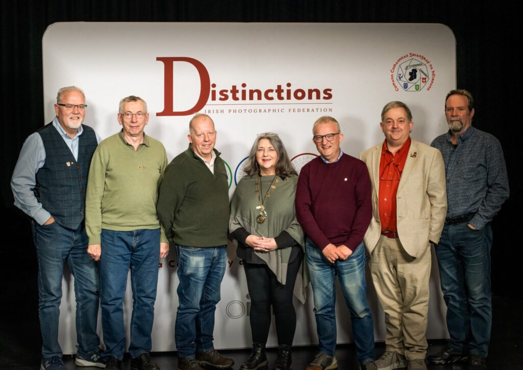 Distinctions October 2025 Assessors Ross McKelvey, Gerry Kelliher , Dominic Reddin, Bill Power & Seamus Costello. with IPF President Ita Hegarty & IPF Chair of Distinctions Paul Stanley,